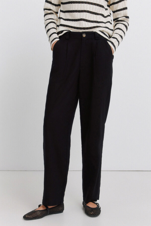 Springfield Cal&ccedil;as de linho preto