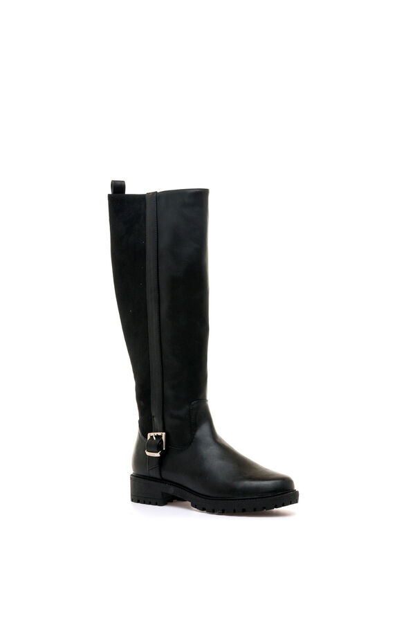 MTNG Botas de cano alto biker com fivela e sola tratorada preto