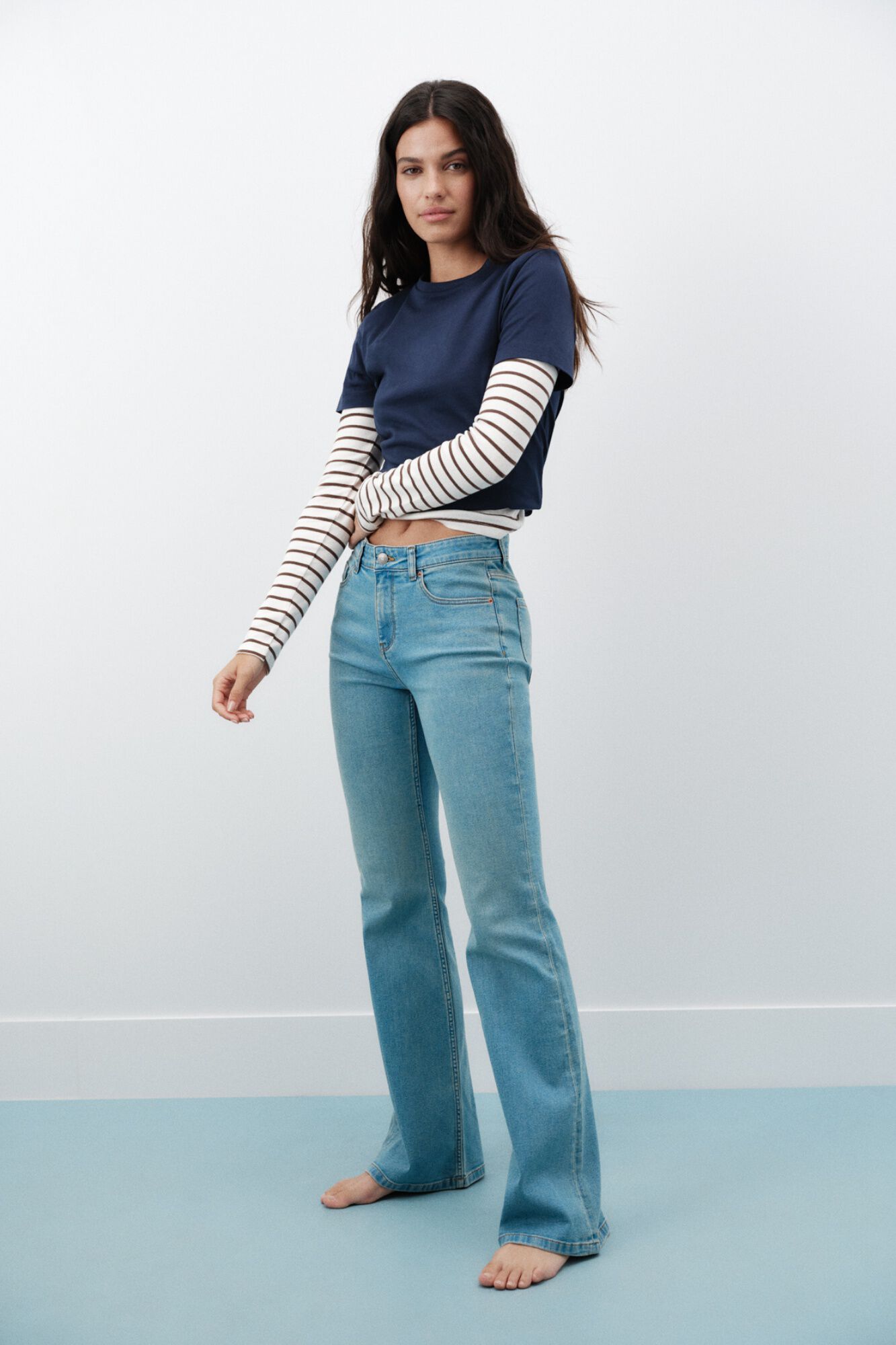 Springfield Jeans bootcut flare de cintura baixa