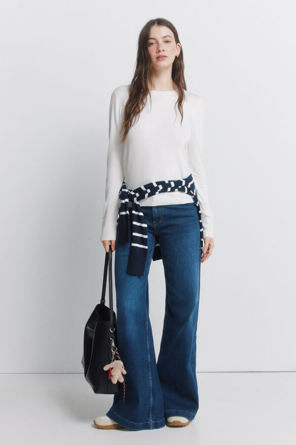 Springfield Camisola fina bot&otilde;es punhos bege