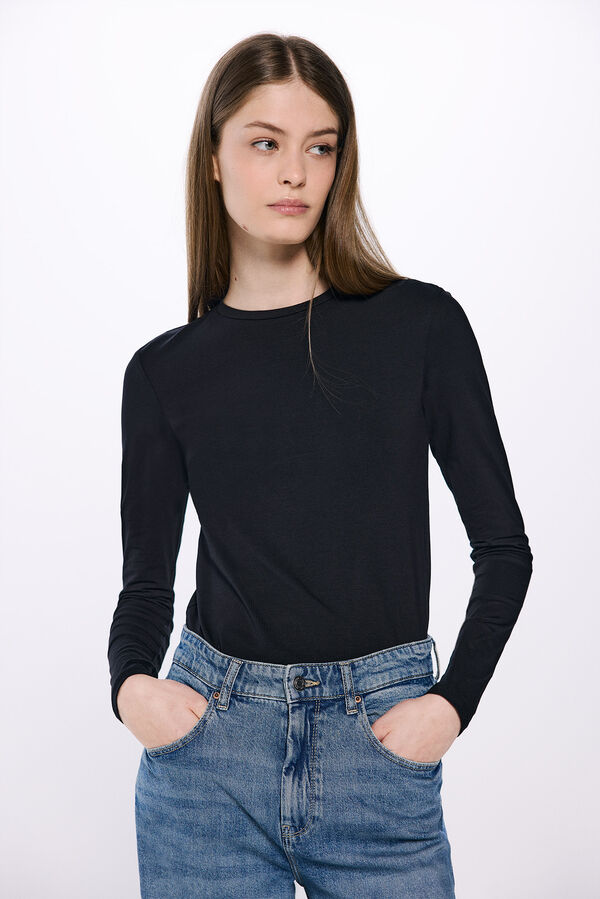 Springfield Camiseta justa de algod&atilde;o  preto