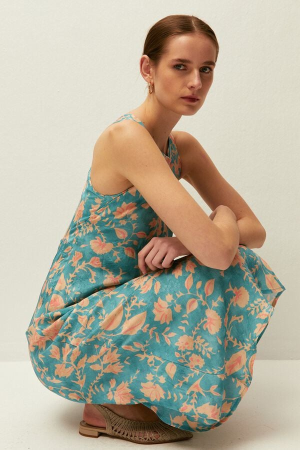 Systemaction Vestido comprido de al&ccedil;as estampado