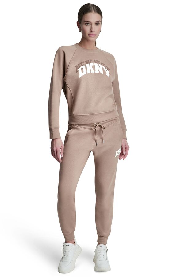DKNY Sweatshirt gola redonda logo cru