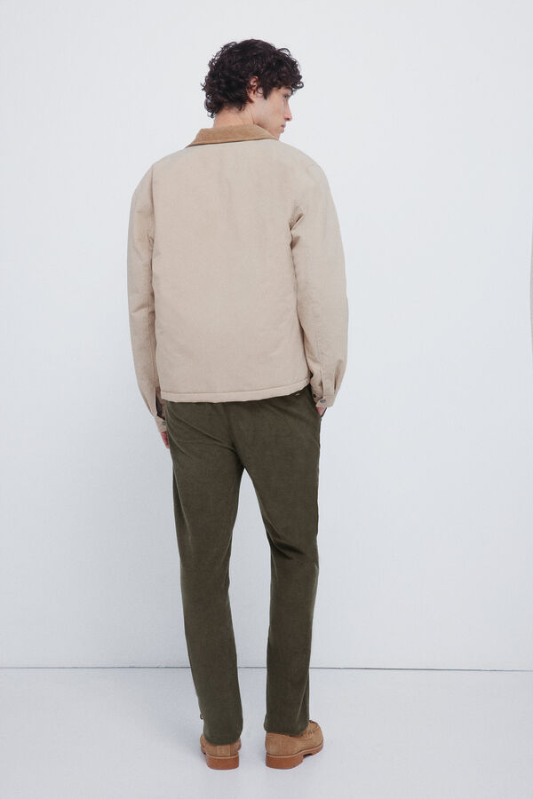 Springfield Calças chino slim fit de veludo cotelê micro estampado