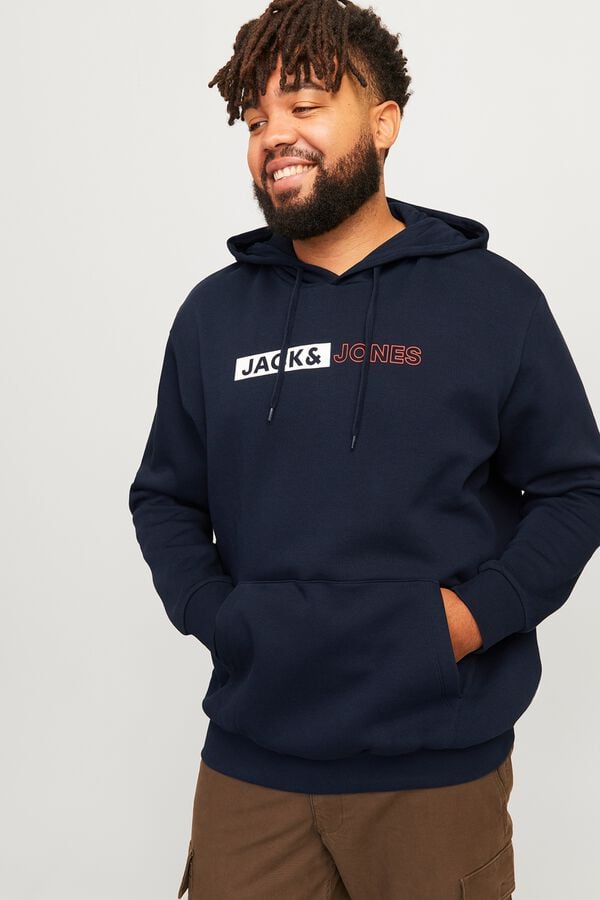 Jack & Jones PLUS Sweatshirt regular com capuz azul