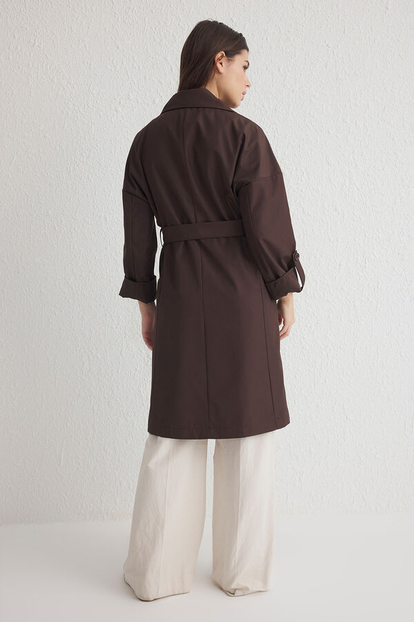 Trendyol Gabardina oversize comprida cru