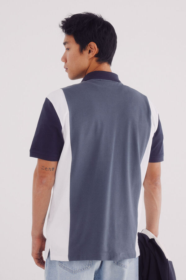 Springfield regular fit vertical striped piqué polo blue