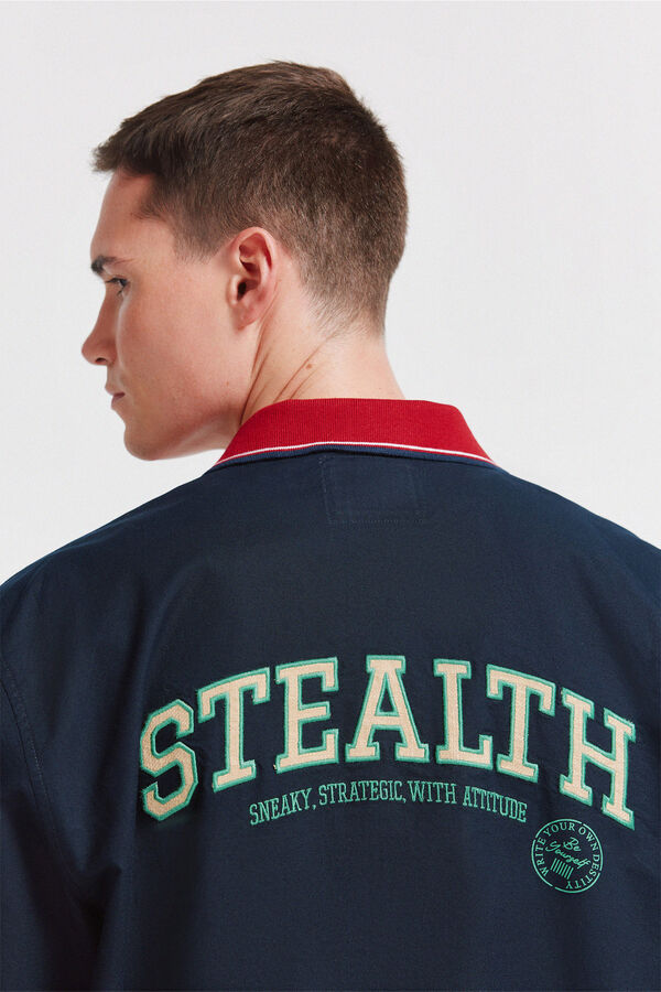 Springfield Camisa varsity manga curta azul