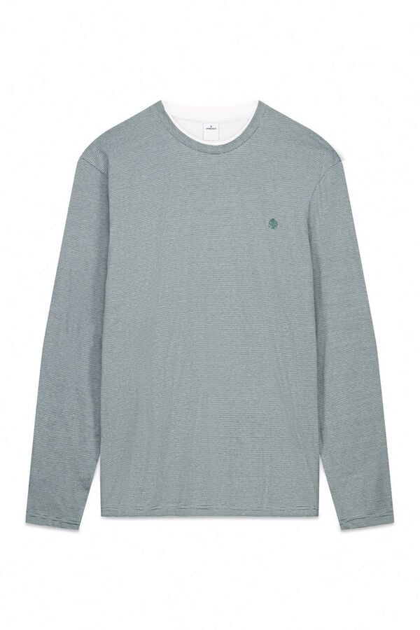 Springfield T-shirt manga com micro listras duplas verde