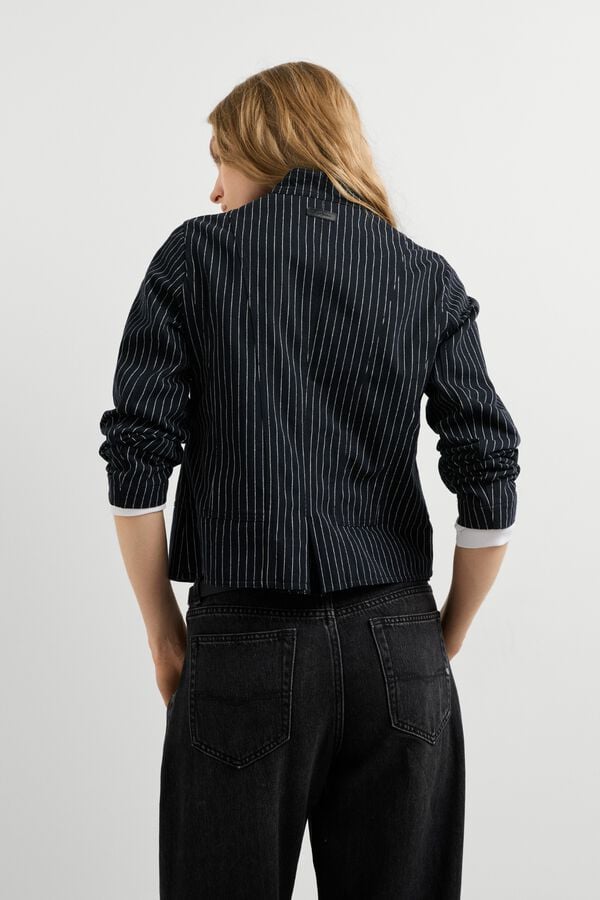 Pepe Jeans Casaco de riscas diplom&aacute;ticas preto