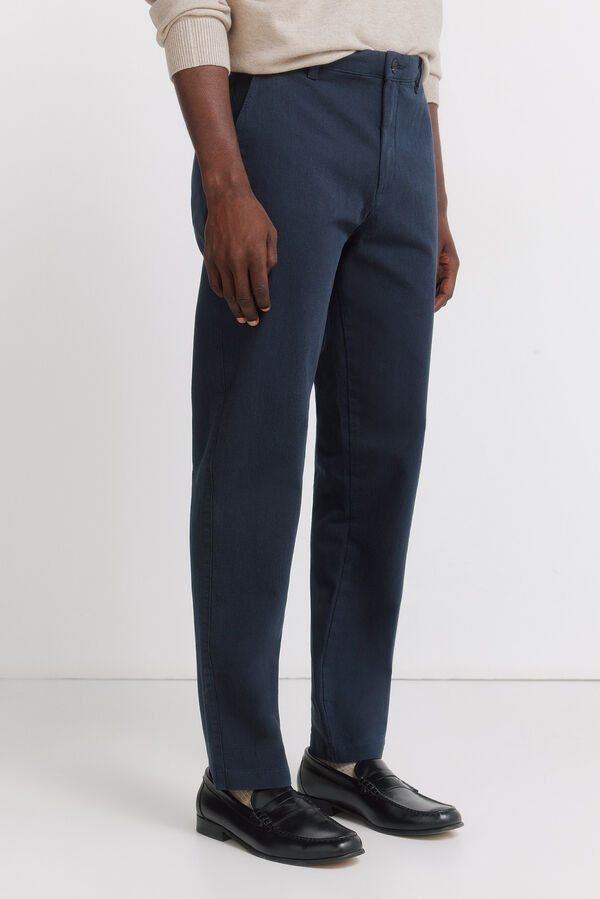 Springfield Structured comfort fit trouser blue