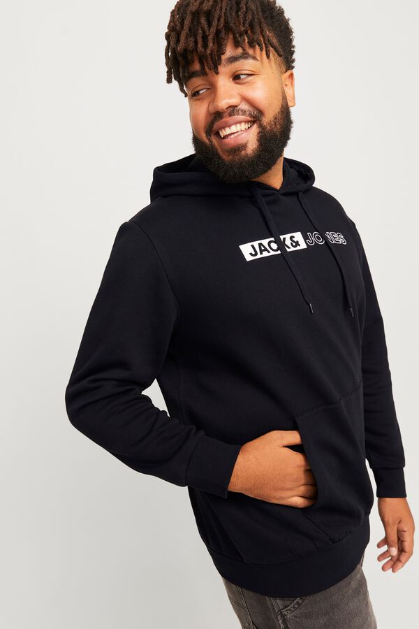 Jack & Jones PLUS Sweatshirt regular com capuz preto