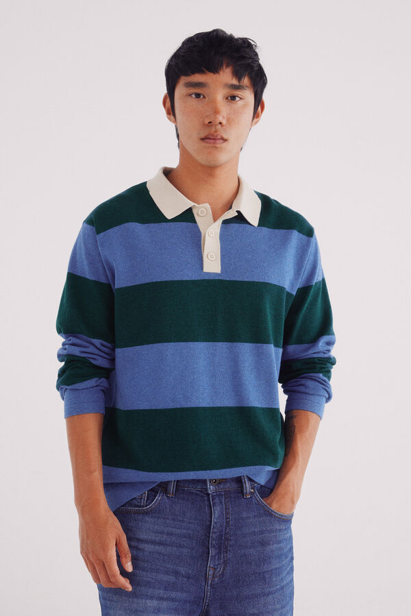 Springfield Suéter polo riscas largo verde