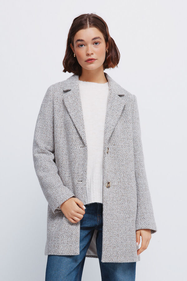 Springfield Casaco sobretudo com gola de lapela cinzento