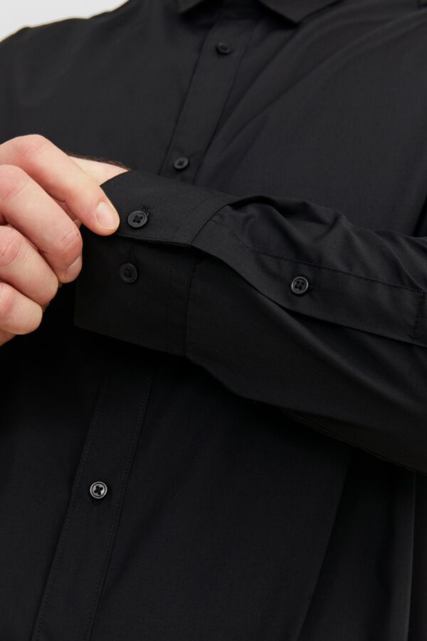 Jack & Jones PLUS Poplin long sleeve shirt black