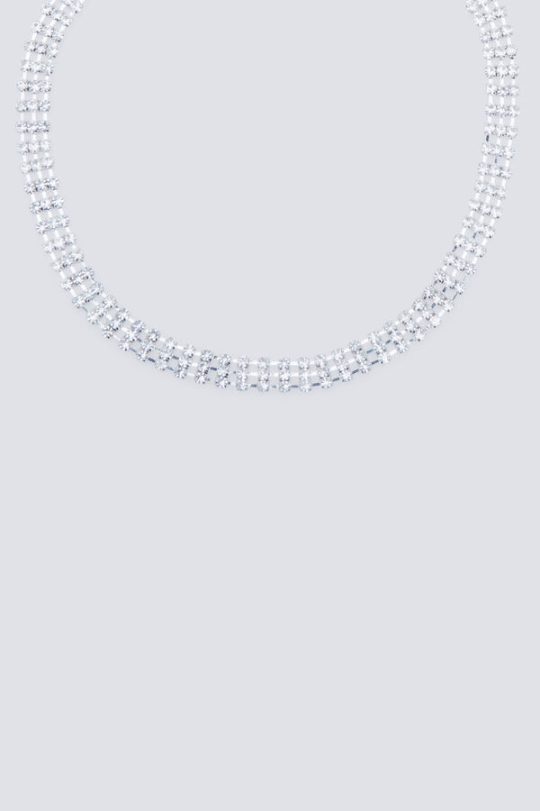 Springfield Colar chocker com pedras brilhantes cinzento