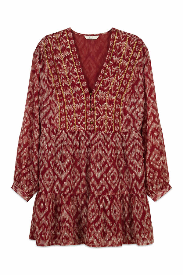 Springfield Vestido curto em gaze com lantejoulas estampado