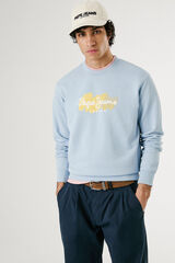 Pepe Jeans  Sweatshirt com gola redonda , logo e estampado. azul