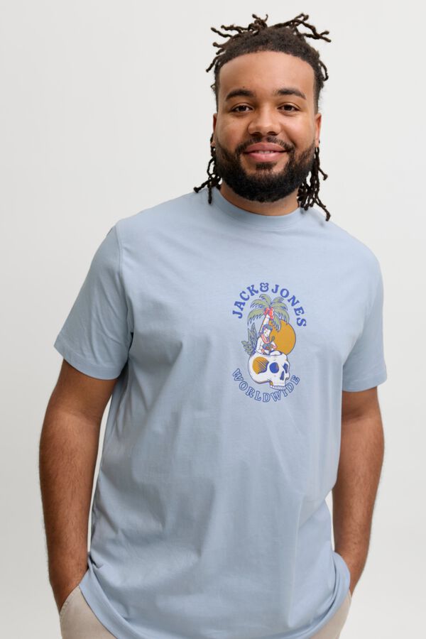 Jack & Jones PLUS T-shirt de manga curta estampada azul