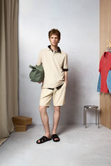 Springfield Polo piqu&eacute; fecho-&eacute;clair regular fit bege