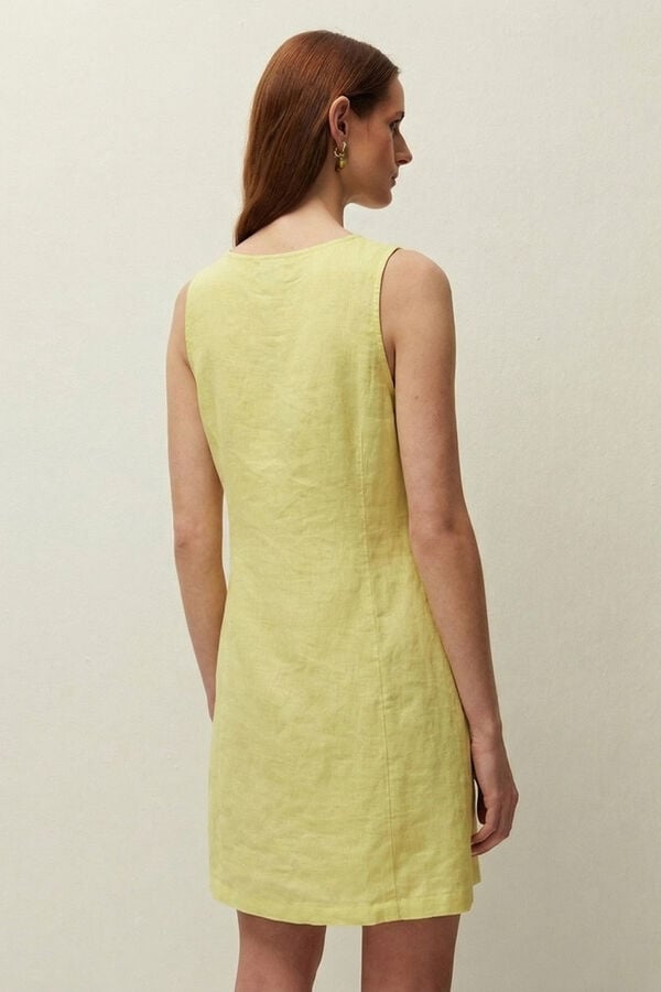 Systemaction Vestido curto de linho estampado