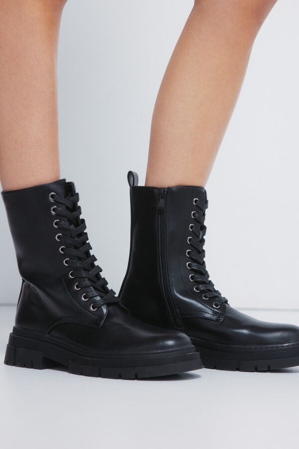 Springfield Botins militares com cadar&ccedil;o  preto