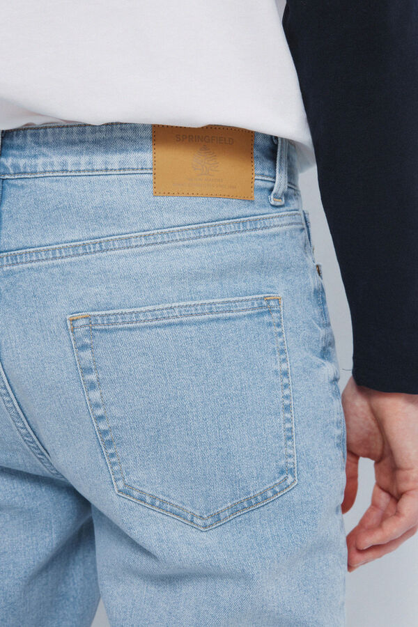Springfield Calça jeans slim fit com lavagem clara azul
