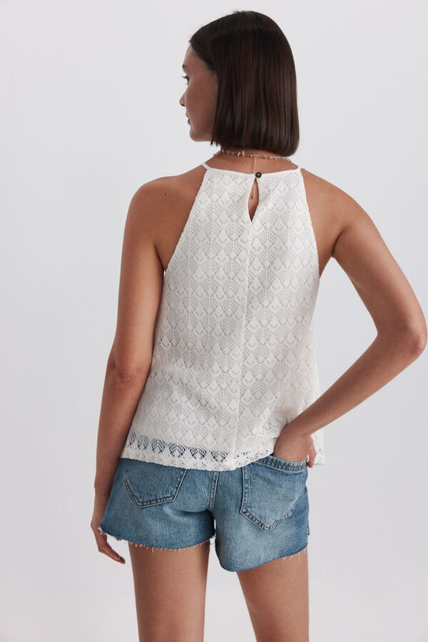 Springfield T-shirt halter bordada branco