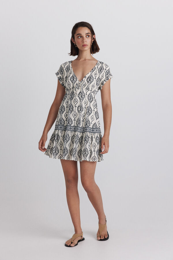 Springfield Vestido curto estampado branco