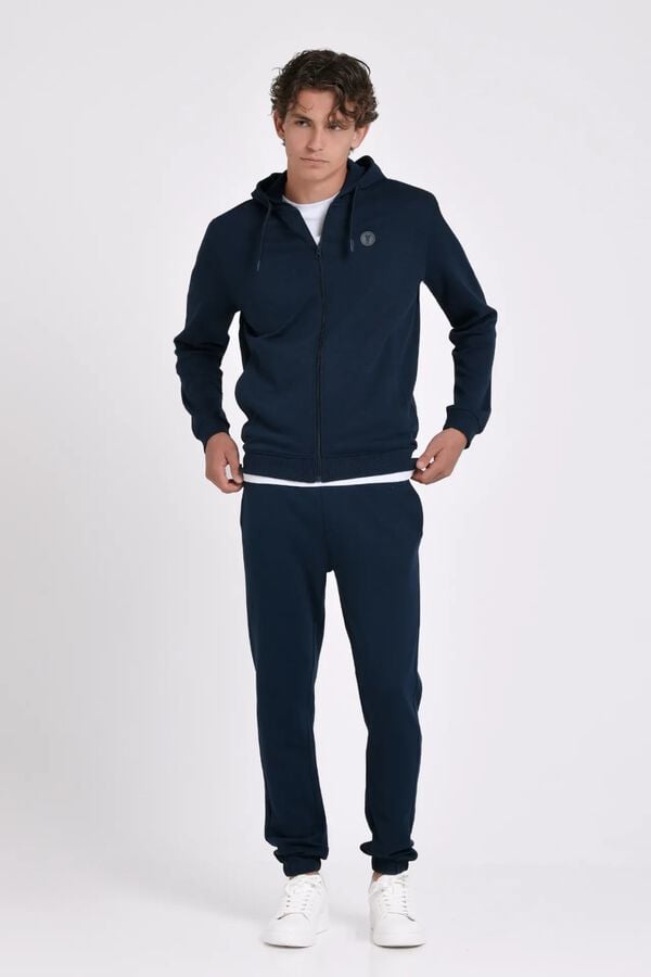 JVZ Sweatshirt com capuz e fecho-&eacute;clair azul