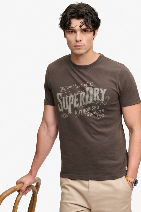 Superdry T-shirt de manga curta vintage cinzento
