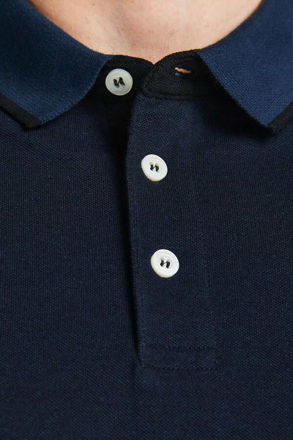 Springfield Polo de manga curta com bordado frontal de algodão orgânico PLUS azul