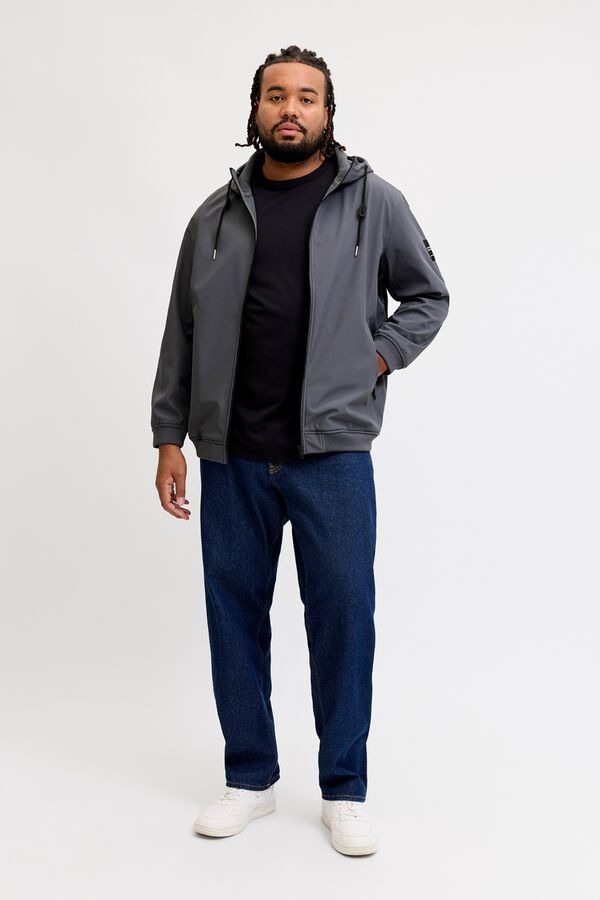Jack & Jones PLUS Blus&atilde;o softshell com capuz cinzento