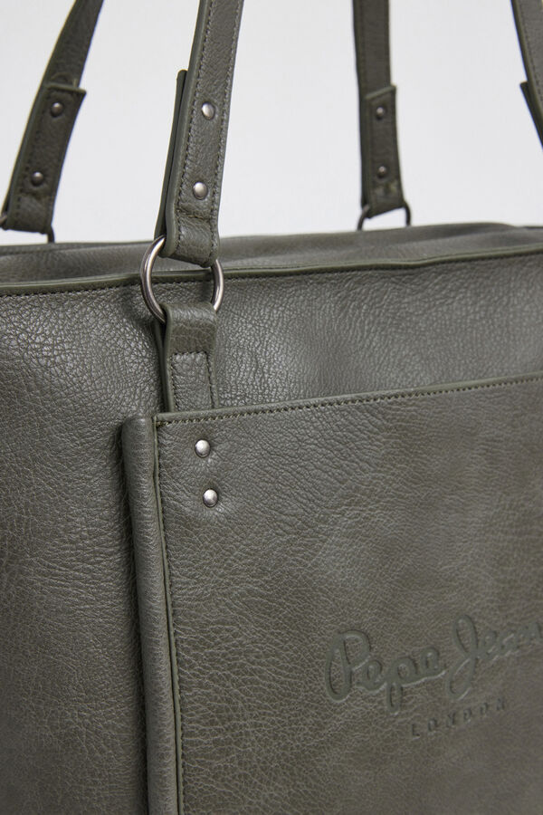 Pepe Jeans Mala tote bag efeito pele Caqui escuro