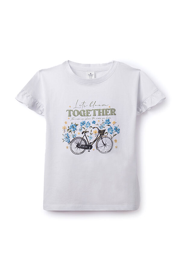 Springfield T-shirt flores bicicleta menina branco