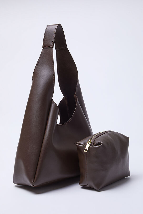 Trendyol Mala tote bag com n&eacute;cessaire castanho