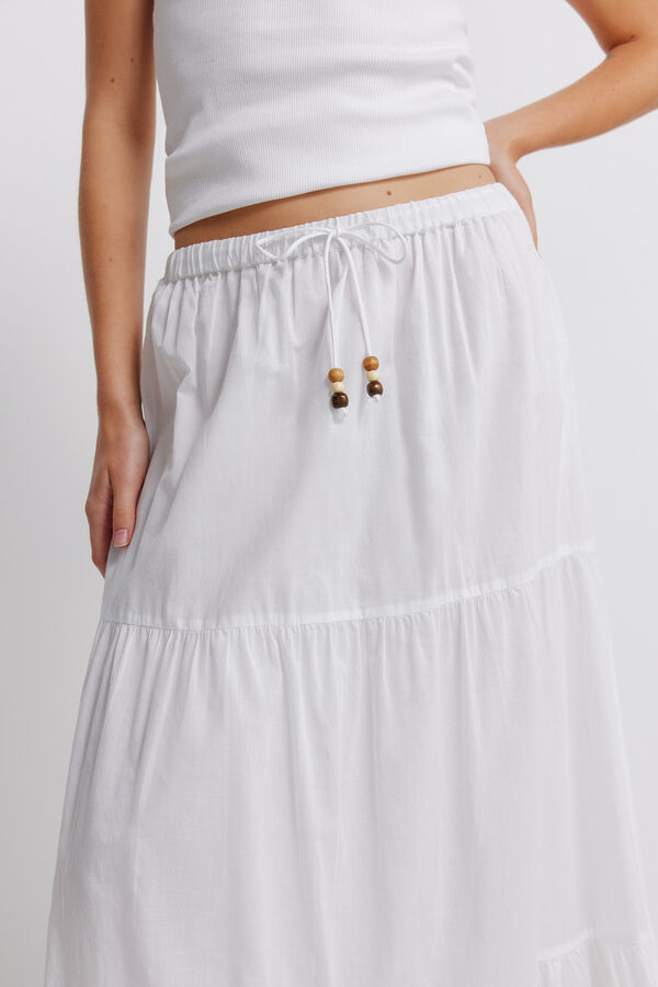 Springfield Saia midi com folhos branco