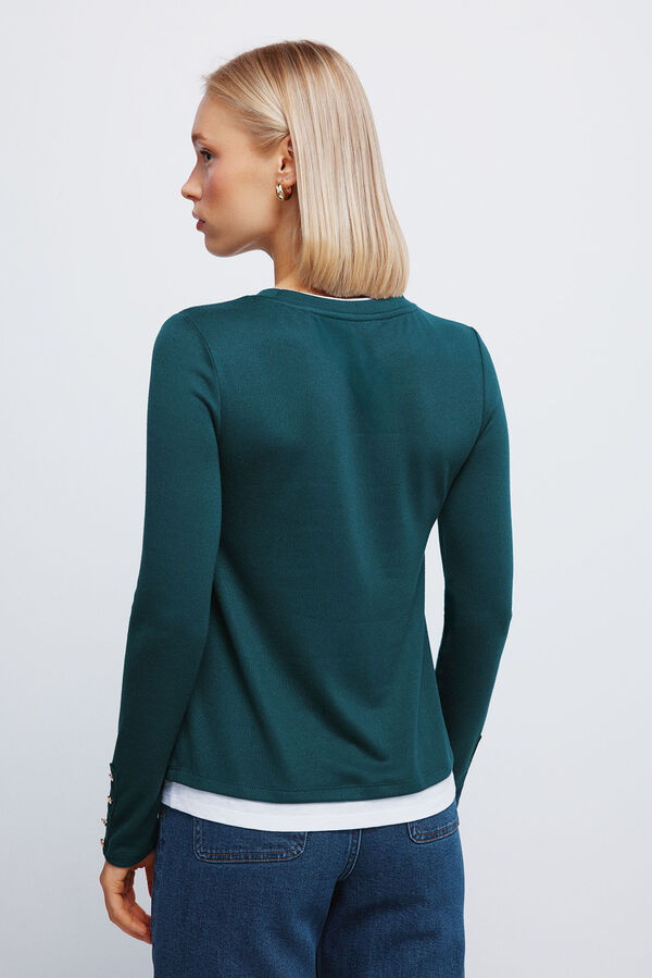 Springfield T-shirt efeito dupla pe&ccedil;a com toque suave verde