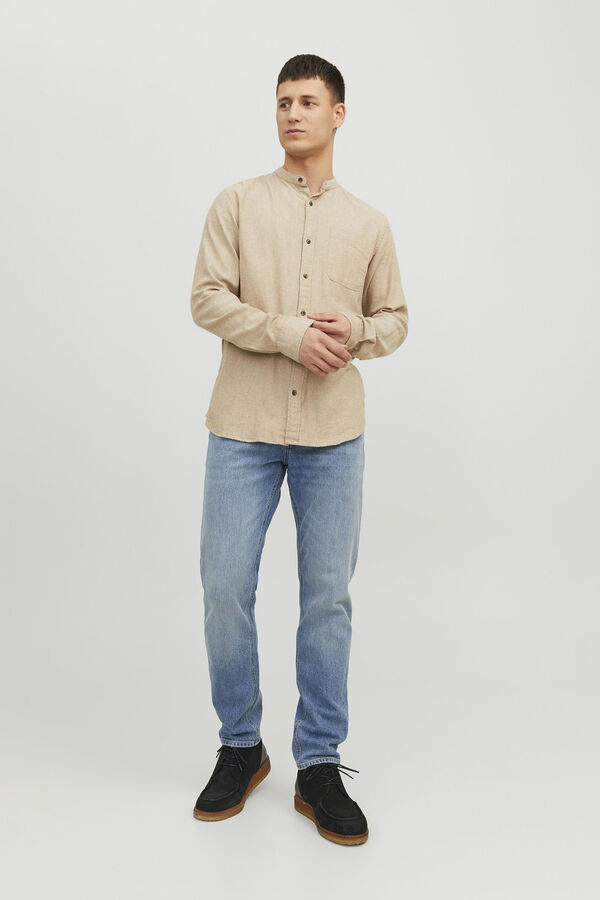 Jack & Jones Camisa confort fit cuello mao beige