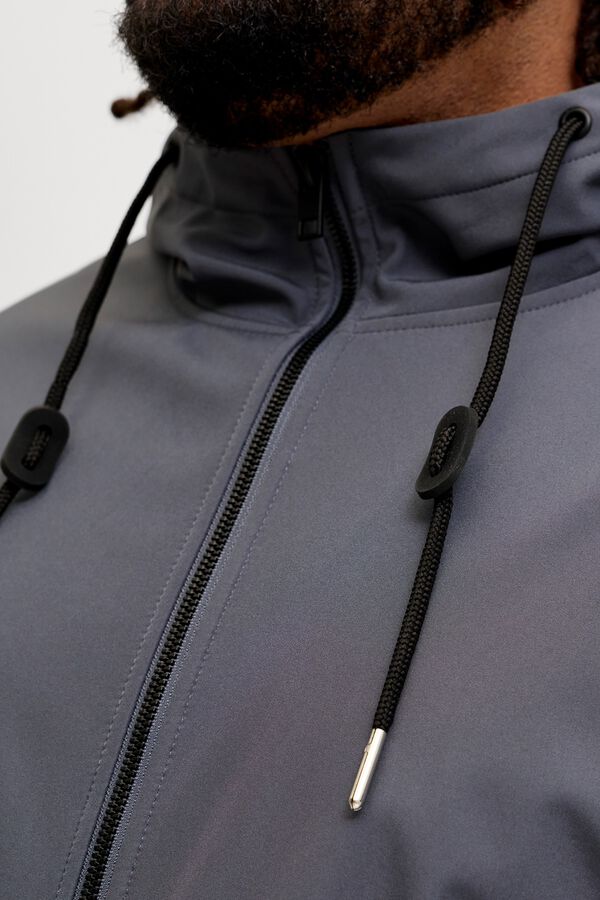 Jack & Jones PLUS Blus&atilde;o softshell com capuz cinzento