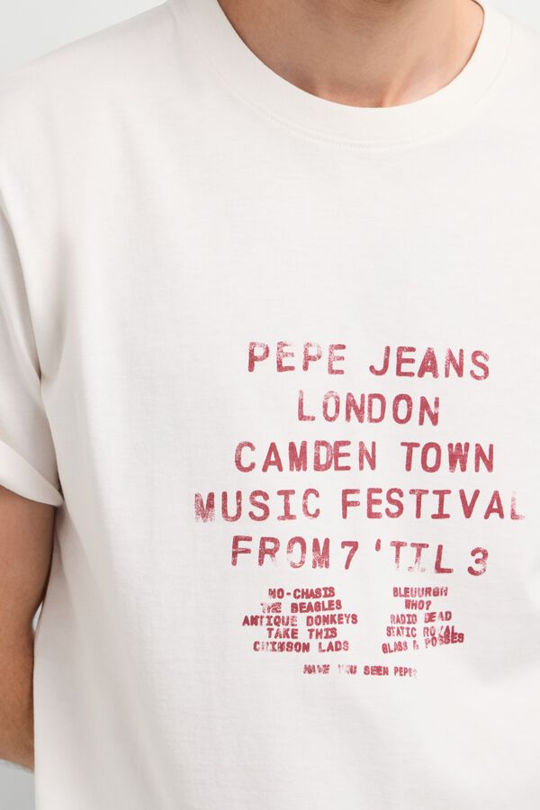 Pepe Jeans T-shirt de manga curta estampada bege