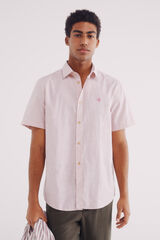 Springfield Camisa de algodão de manga curta com micro listras rosa