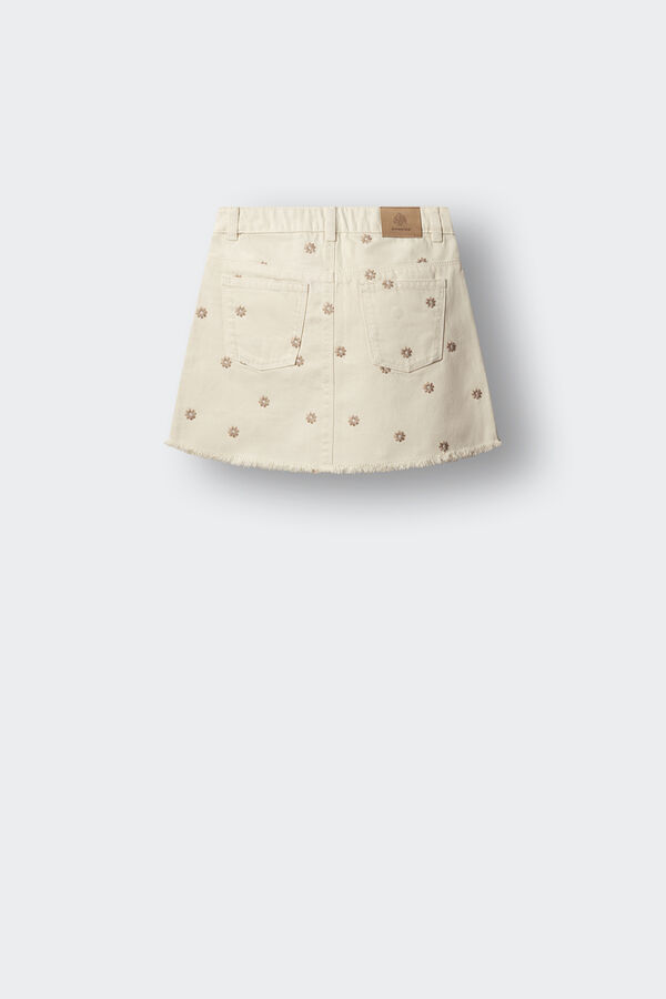 Springfield Kids Saia em sarja com bordados para menina branco