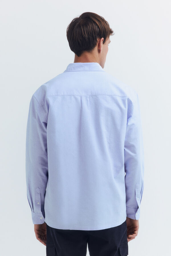 Springfield Camisa Oxford bordada azul