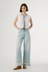 Pepe Jeans Calça denim de perna larga com detalhe na baixo azul