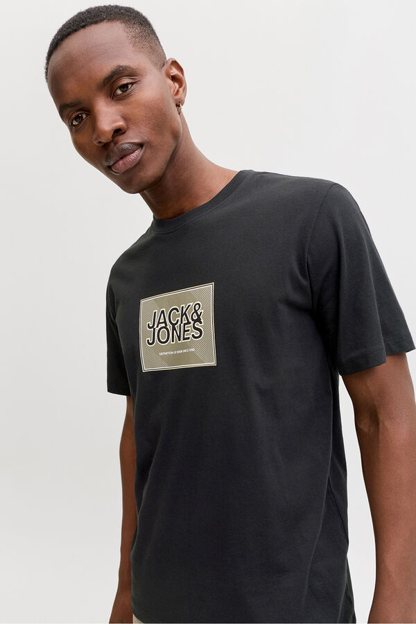 Jack & Jones Camiseta b&aacute;sica com logo preto