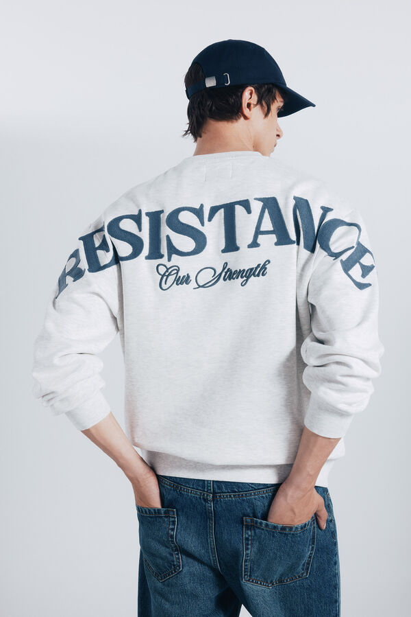 Springfield Costas do bordado Sweatshirt cinzento