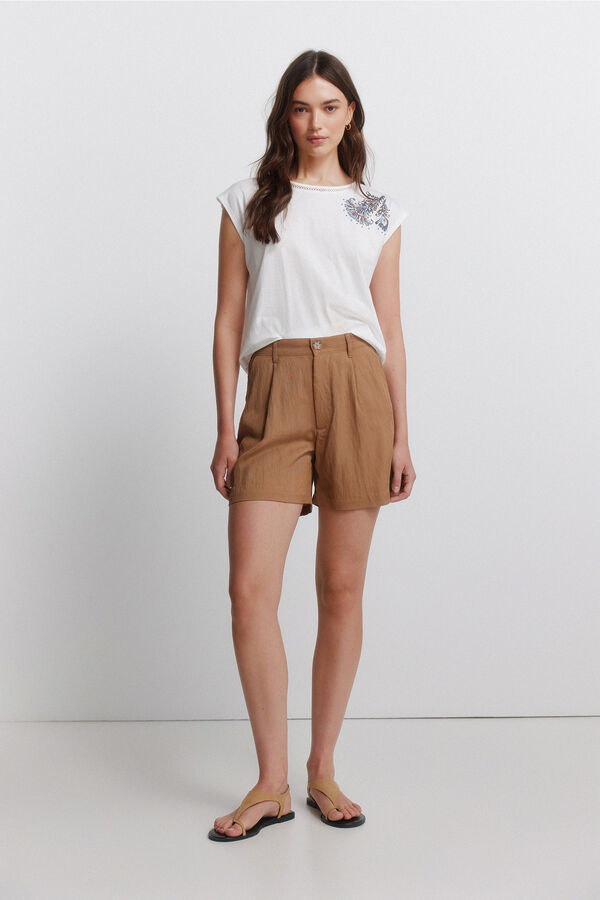 Springfield Polka-dot short sleeve T-shirt beige