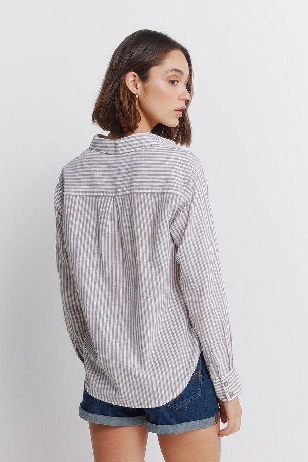 Springfield Linen V-neck shirt nude