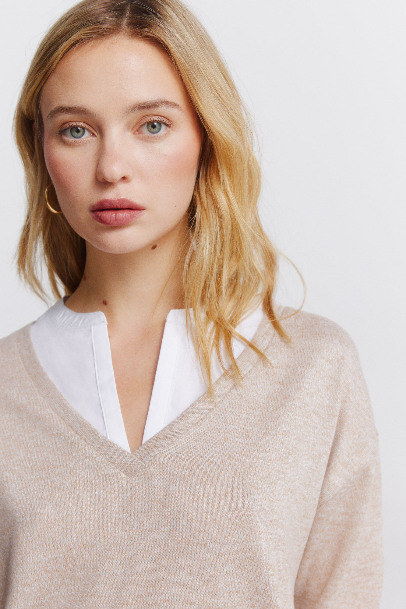 Springfield T-shirt de manga comprida com decote em V